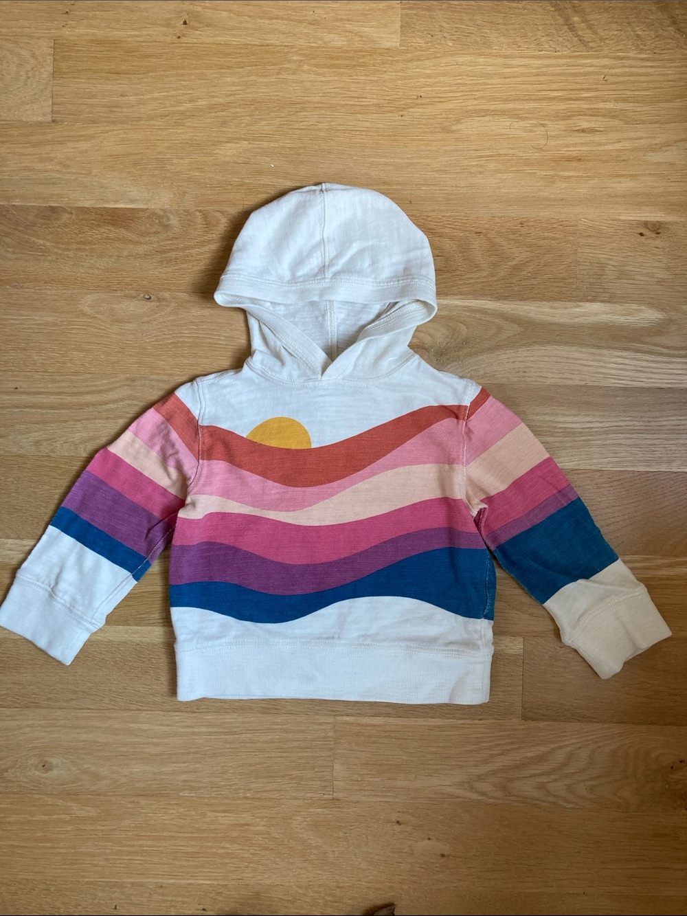 Faherty White Hoodie with Sunset Wave Stripes